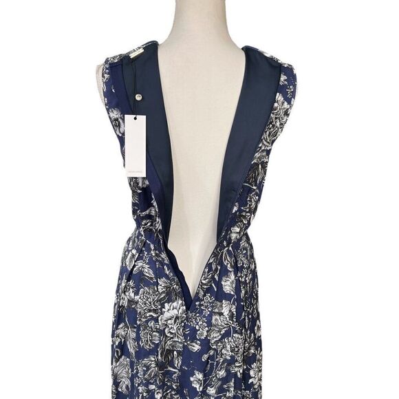 Adam Lippes NWT Floral V Neck Maxi Dress Navy Size 2 - Picture 6 of 12